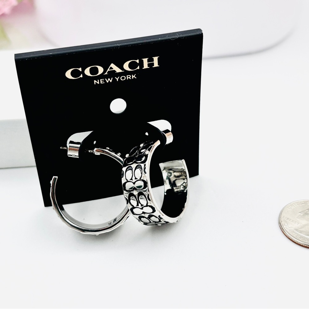 Coach Quilted C Huggie Earrings - Picture 4 of 4